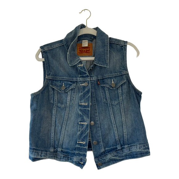 Levi's Jackets & Blazers - LEVIS red tab Denim CROP Vest Size LARGE